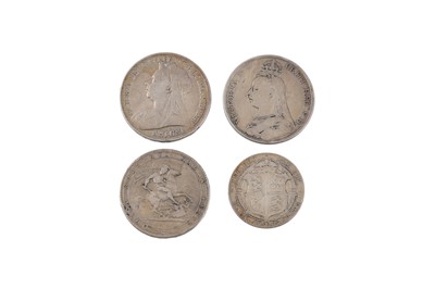 Lot 469 - TWO VICTORIAN SILVER CROWN COINS,1889 F and...