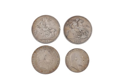 Lot 469 - TWO VICTORIAN SILVER CROWN COINS,1889 F and...