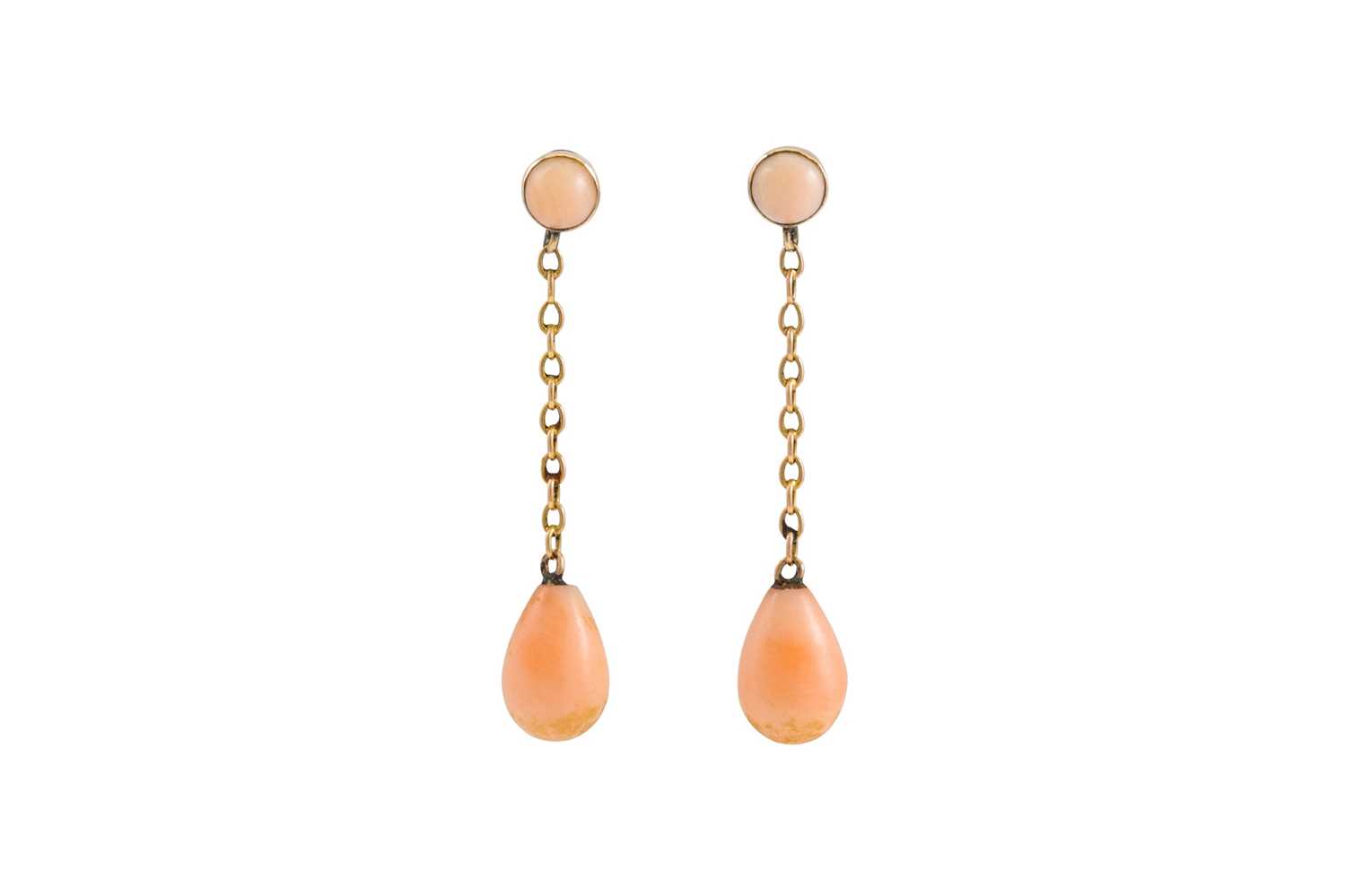 Lot 4 - A PAIR OF DROP EARRINGS, mounted in gold