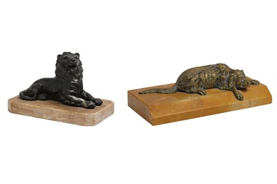 Lot 493 - TWO ANTIQUE PAPER WEIGHTS ON A MARBLE BASES,...