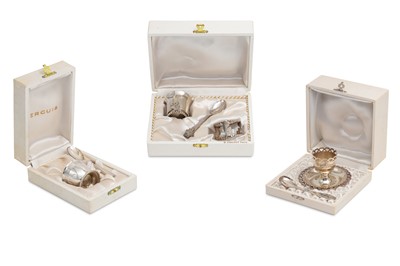 Lot 498 - THREE FRENCH CHRISTENING SETS, boxed