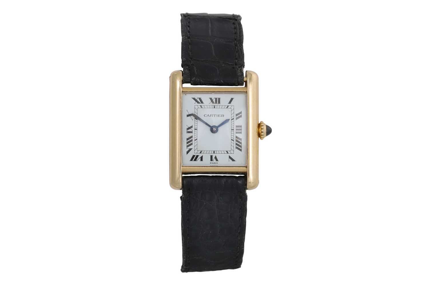 Lot 278 - AN 18CT GOLD LADY'S CARTIER WRISTWATCH, white...