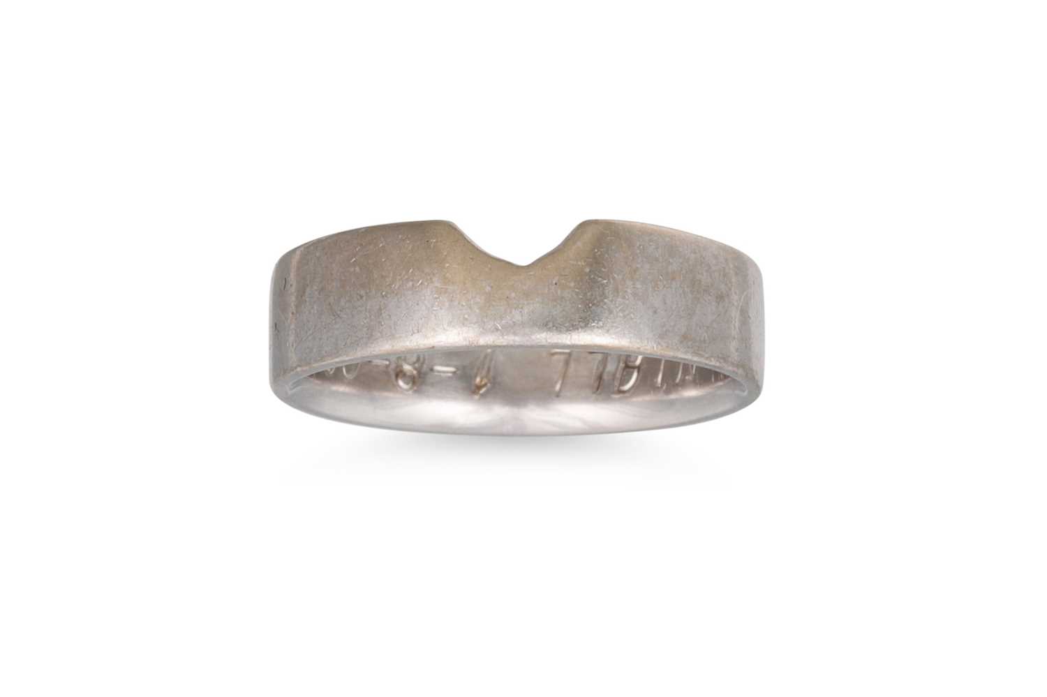Lot 280 - AN 18CT WHITE GOLD WEDDING BAND, of shaped...