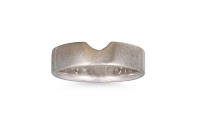 Lot 280 - AN 18CT WHITE GOLD WEDDING BAND, of shaped...