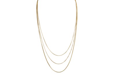 Lot 248 - THREE BOX LINK 9CT GOLD TRACE CHAINS, 12.4 g.