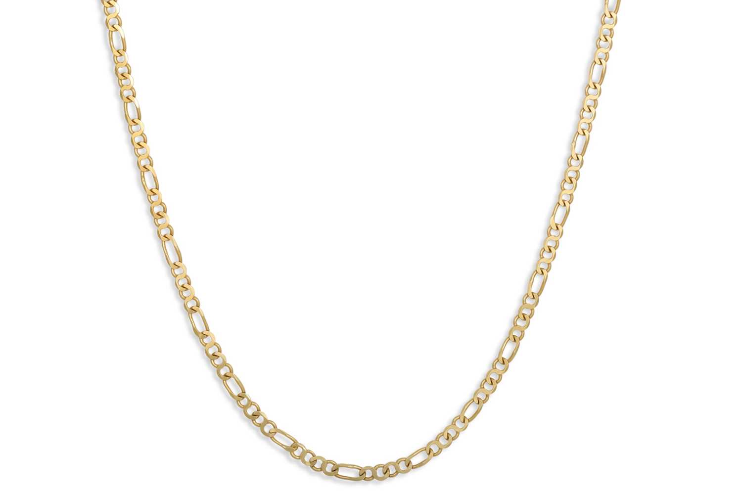 Lot 249 - A 9CT YELLOW GOLD FANCY FLAT LINK NECK CHAIN,...