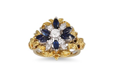 Lot 284 - A SAPPHIRE AND DIAMOND DRESS RING, together...
