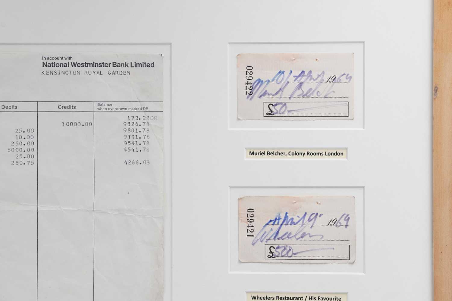 Lot 530 - A FRAMED COLLECTION OF CHEQUE STUBS FROM...