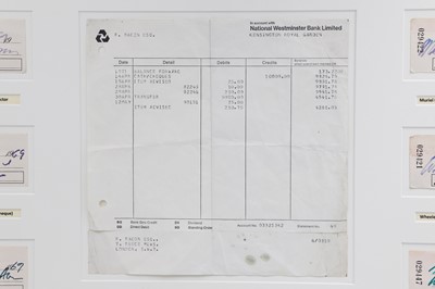 Lot 530 - A FRAMED COLLECTION OF CHEQUE STUBS FROM...