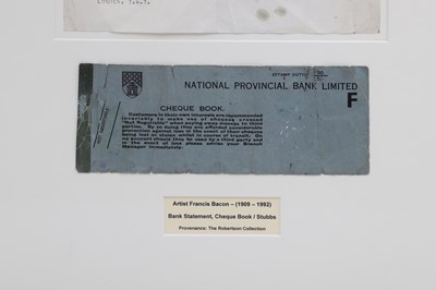 Lot 530 - A FRAMED COLLECTION OF CHEQUE STUBS FROM...