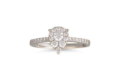 Lot 304 - A DIAMOND CLUSTER RING, mounted in 18ct white...
