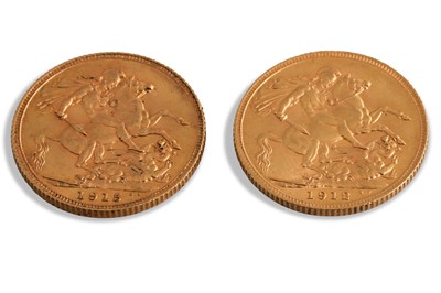 Lot 402 - TWO FULL GOLD SOVEREIGNS, English coins, 1912...