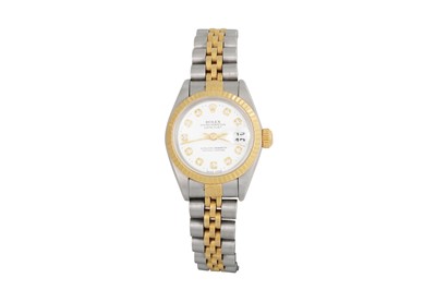 Lot 287 - A LADY'S GOLD AND STEEL ROLEX OYSTER PERPETUAL...