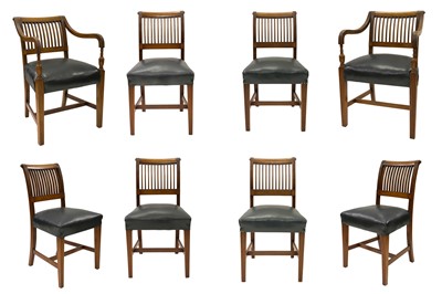 Lot 542 - A SET OF EIGHT ANTIQUE MAHOGANY 'CORK' DINING...