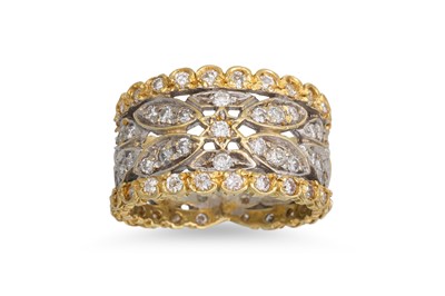 Lot 322 - A DIAMOND FOUR ROWED OPEN WORK RING, mounted...