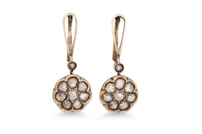Lot 368 - A PAIR OF ANTIQUE DIAMOND CLUSTER EARRINGS, of...