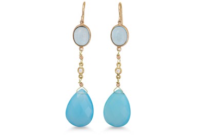 Lot 371 - A PAIR OF MID BLUE CHALCEDONY AND BLUE TOPAZ...