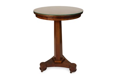 Lot 522 - A WILLIAM IV CIRCULAR WALNUT WINE TABLE, glass...