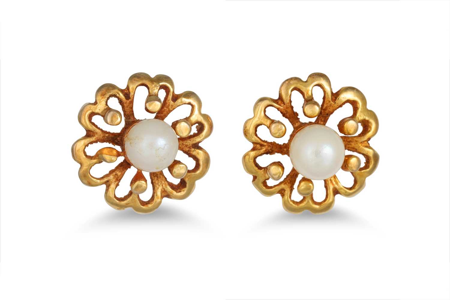 Lot 29 - A PAIR OF CULTURED PEARL EARRINGS, mounted in...
