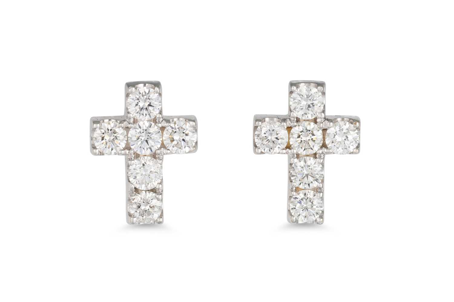 Lot 33 - A PAIR OF DIAMOND EARRINGS, in the form of...