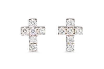 Lot 33 - A PAIR OF DIAMOND EARRINGS, in the form of...