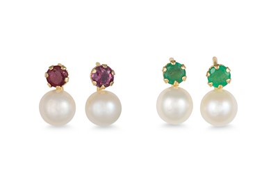 Lot 45 - TWO PAIRS OF CULTURED PEARL EARRINGS, one set...