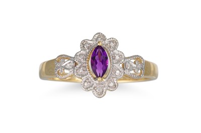 Lot 79 - AN AMETHYST CLUSTER RING, mounted in 9ct...