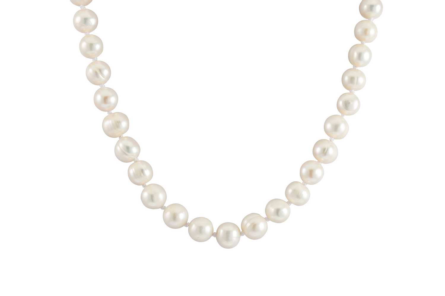 Lot 57 - A CULTURED PEARL NECKLACE, with a 14ct gold...