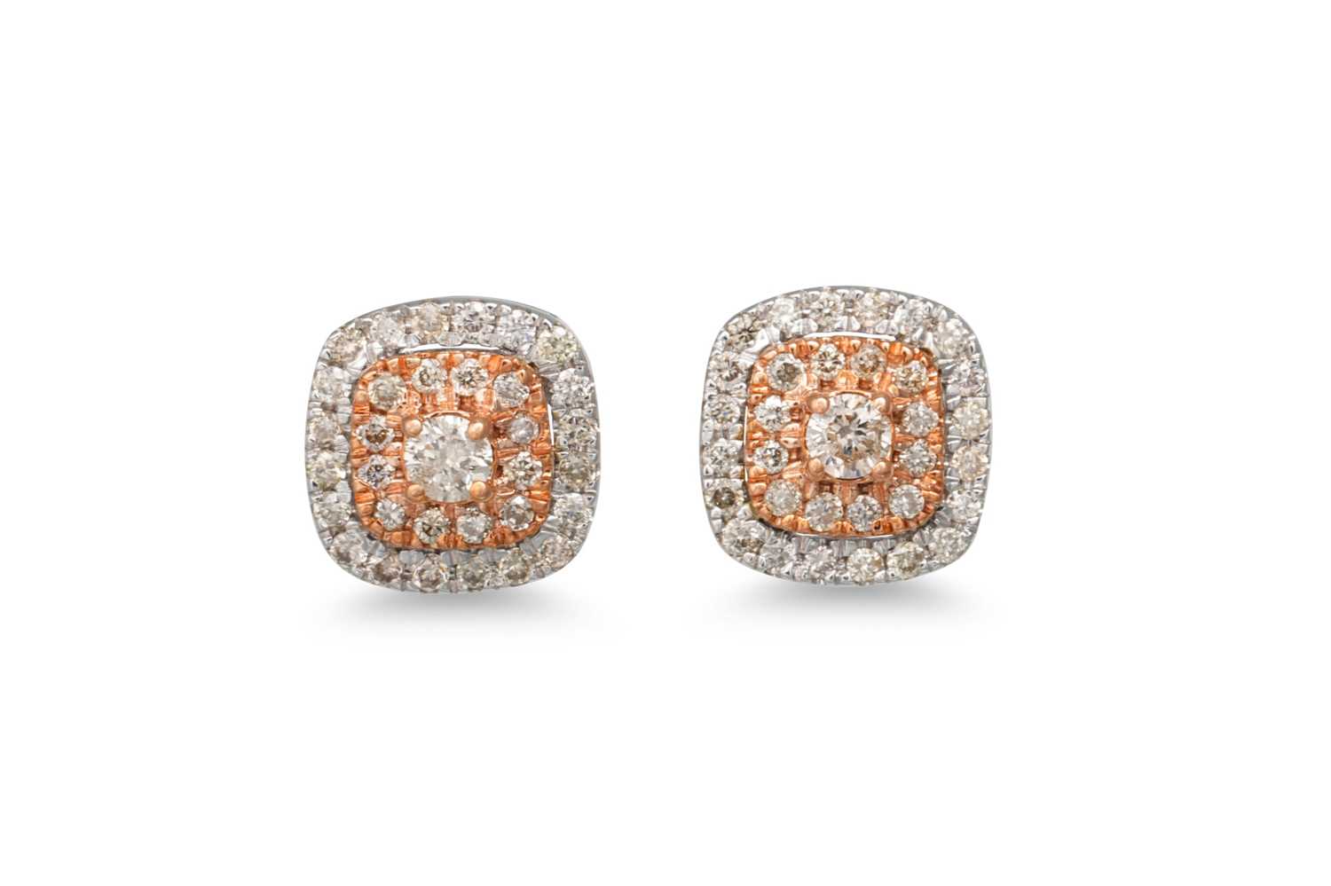 Lot 98 - A PAIR OF DIAMOND CLUSTER EARRINGS, mounted in...