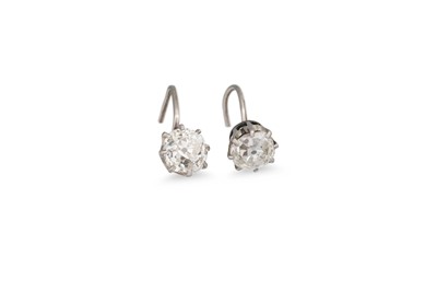 Lot 448 - A PAIR OF DIAMOND STUD EARRINGS, set with old...