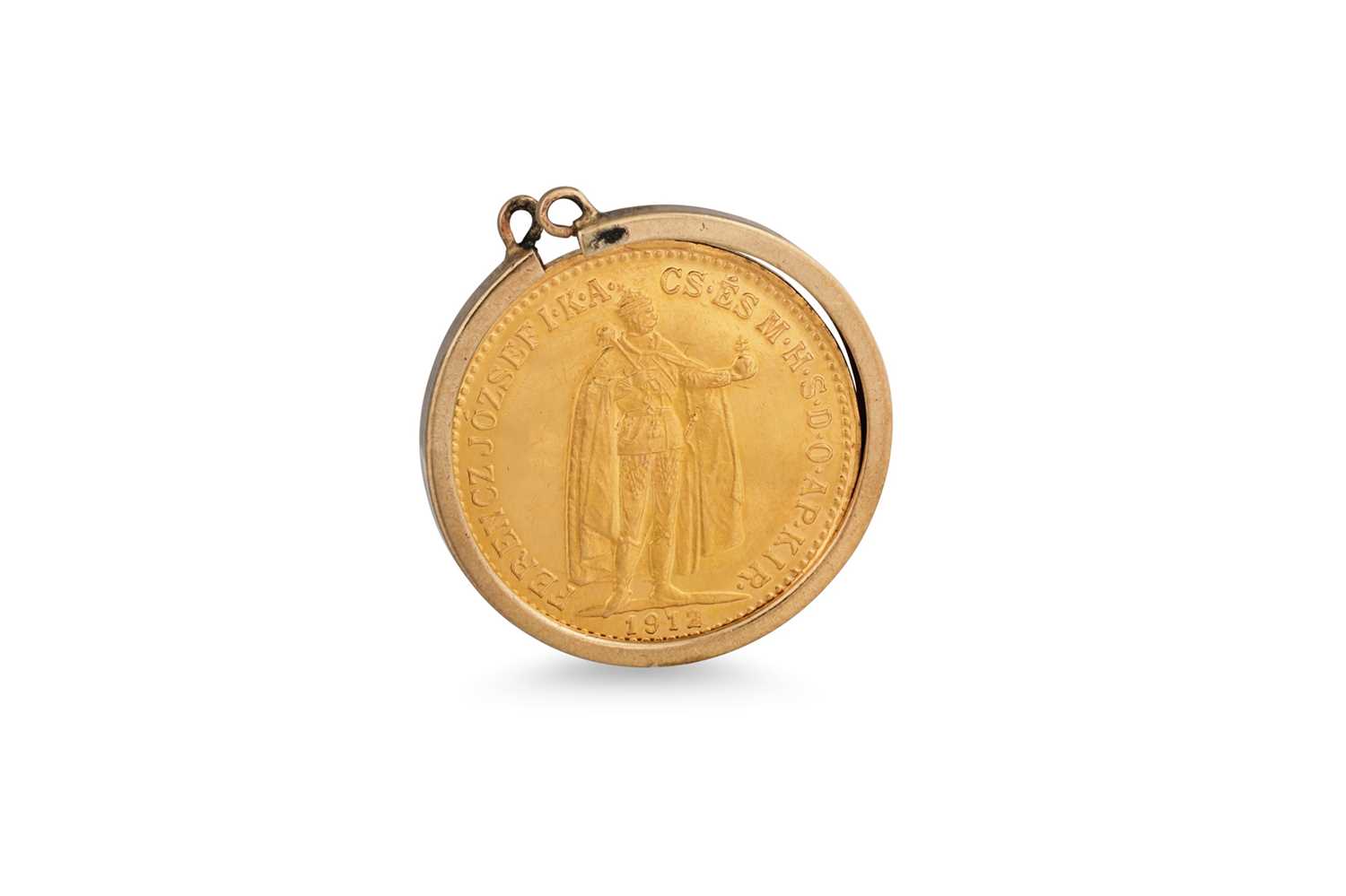 Lot 7 - A GOLD 10 KORONA COIN, 1912, in a pendant mount