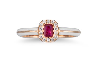 Lot 211 - A RUBY AND DIAMOND CLUSTER RING, of...
