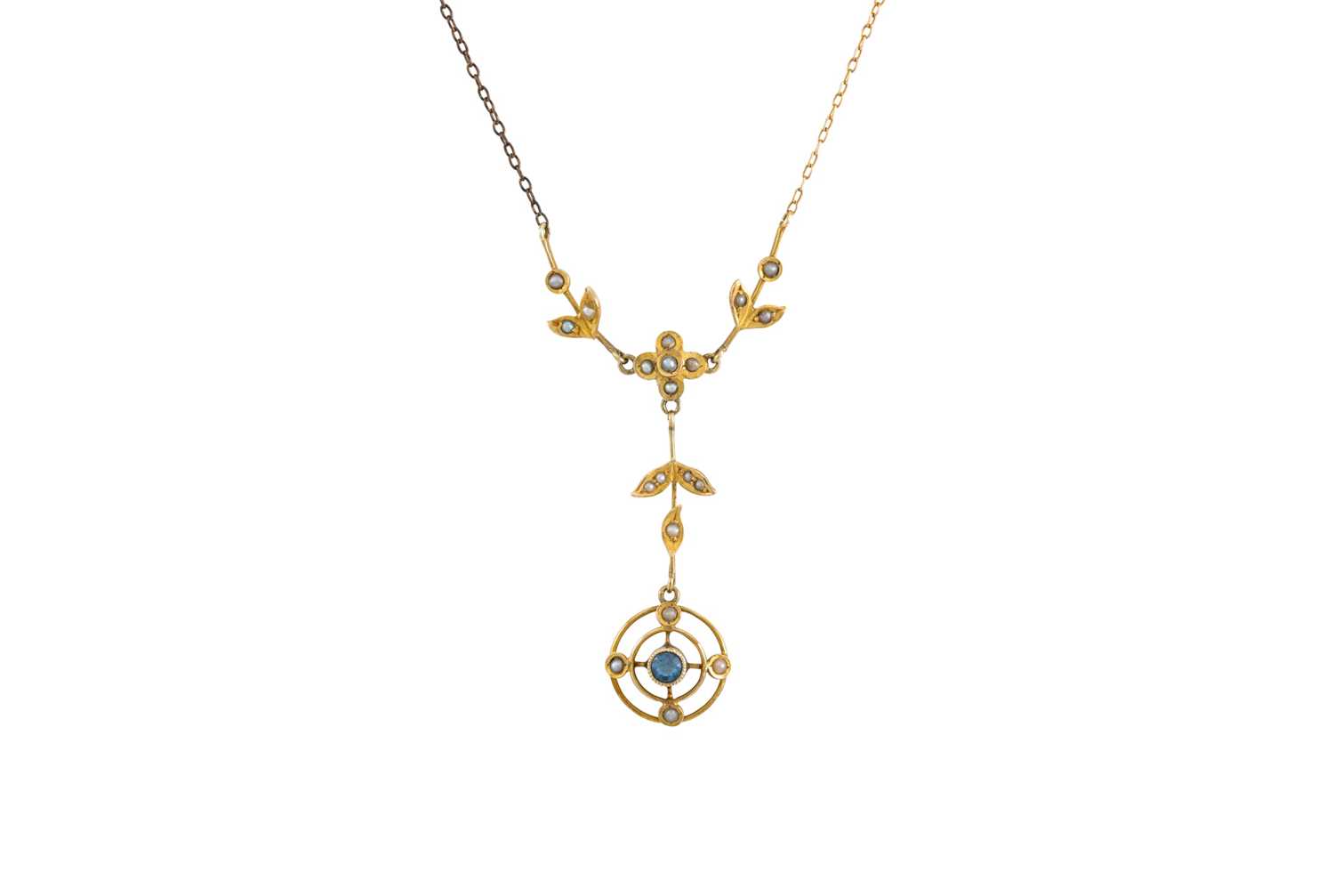 Lot 133 - AN ANTIQUE PEARL PENDANT, mounted in 14ct gold,...