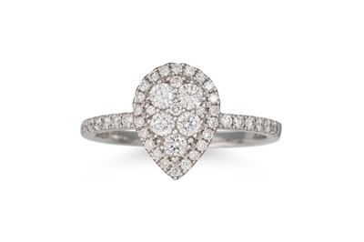 Lot 225 - A DIAMOND CLUSTER RING, the pear shaped...