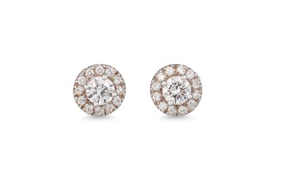 Lot 265 - A PAIR OF DIAMOND CLUSTER EARRINGS, the...