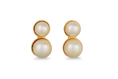 Lot 57 - A PAIR OF CULTURED PEARL EARRINGS, mounted in...