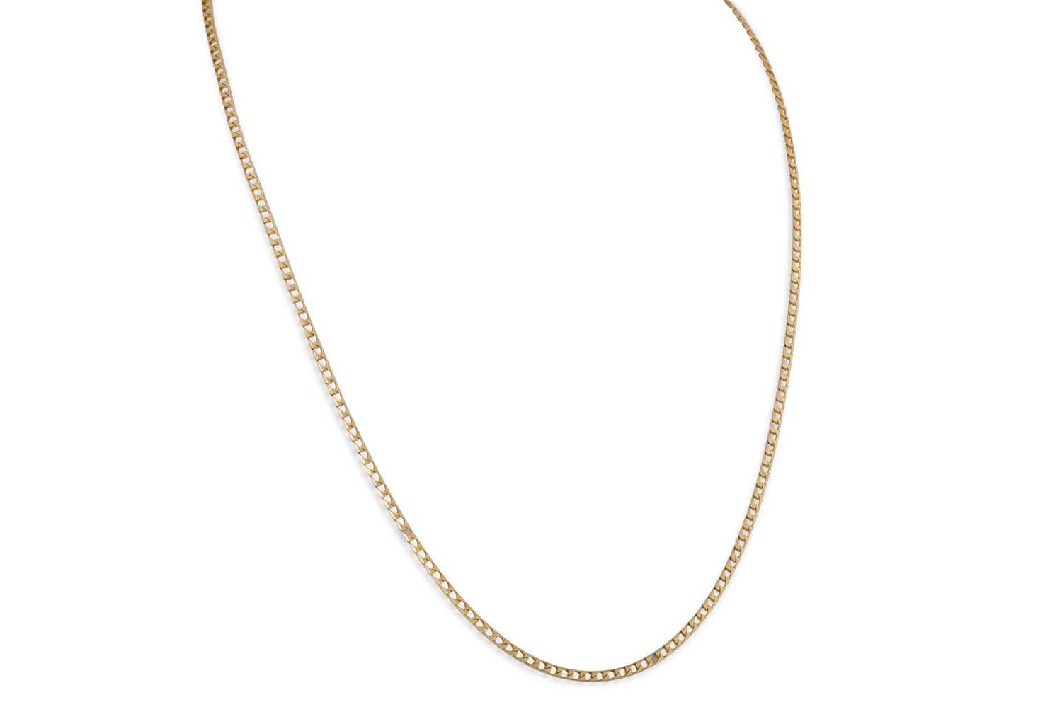 Lot 121 - A 14CT GOLD NECK CHAIN, square curb link, 4.7 g.