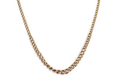 Lot 231 - A 9CT GOLD GRADUATED CURB LINK NECK CHAIN,...