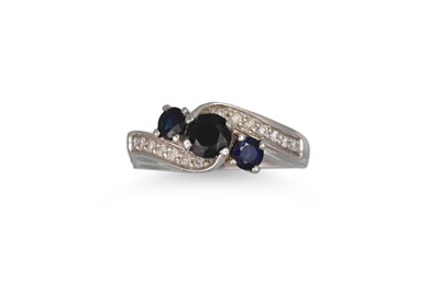 Lot 185 - A SAPPHIRE AND DIAMOND RING, of square cluster...