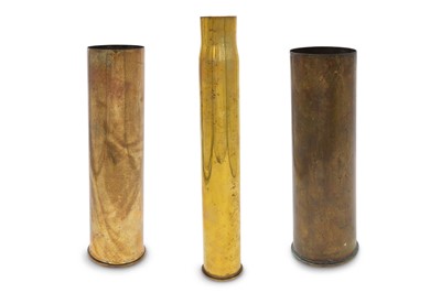 Lot 500 - THREE WWI BRASS SHELL CASINGS