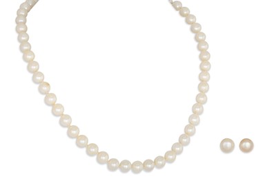 Lot 445 - A SET OF CULTURED PEARLS, with a white gold...
