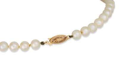 Lot 255 - A SET OF CULTURED PEARLS, with a white gold...