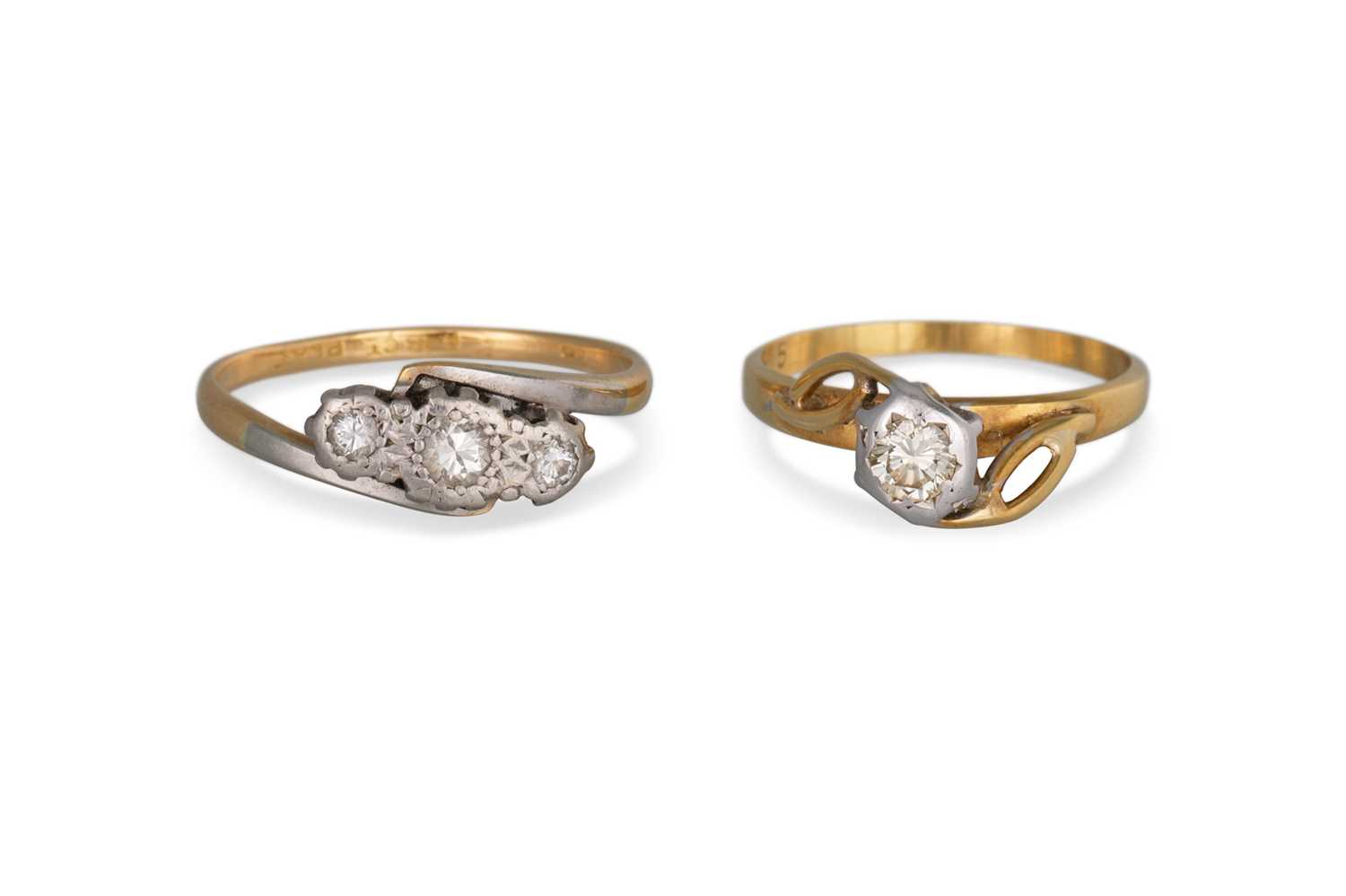 Lot 282 - TWO DIAMOND SET RINGS, mounted in 18ct gold
