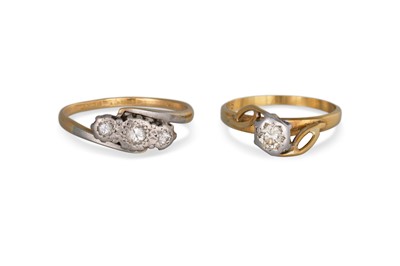 Lot 167 - TWO DIAMOND SET RINGS, mounted in 18ct gold