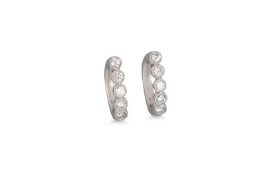 Lot 429 - A PAIR OF DIAMOND SET HALF HOOP EARRINGS, each...