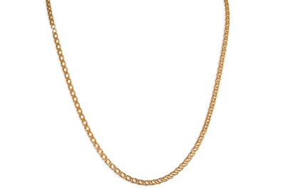 Lot 241 - A 9CT YELLOW GOLD FLAT CURB LINK NECK CHAIN,...