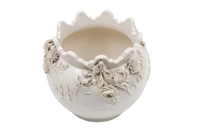 Lot 550 - AN EDWARDIAN IRISH BELLEEK RATHBONE JARDINIERE...