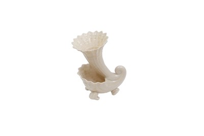 Lot 554 - AN EDWARDIAN IRISH BELLEEK DOUBLE CORNUCOPIA...