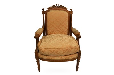 Lot 523 - A LATE VICTORIAN UPHOLSTERED SALON CHAIR,...