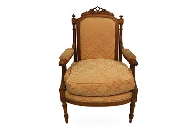 Lot 569 - A LATE VICTORIAN UPHOLSTERED SALON CHAIR,...